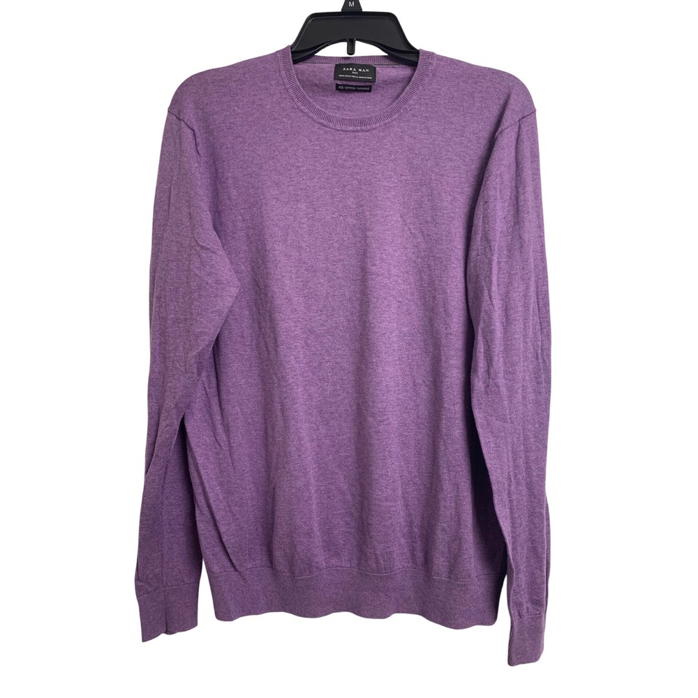 Zara Man Basic Purple Silk Cotton Cashmere Crewneck‎ Sweater  XL